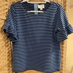 Sail to Sable Striped ruffle Sleeve Top
